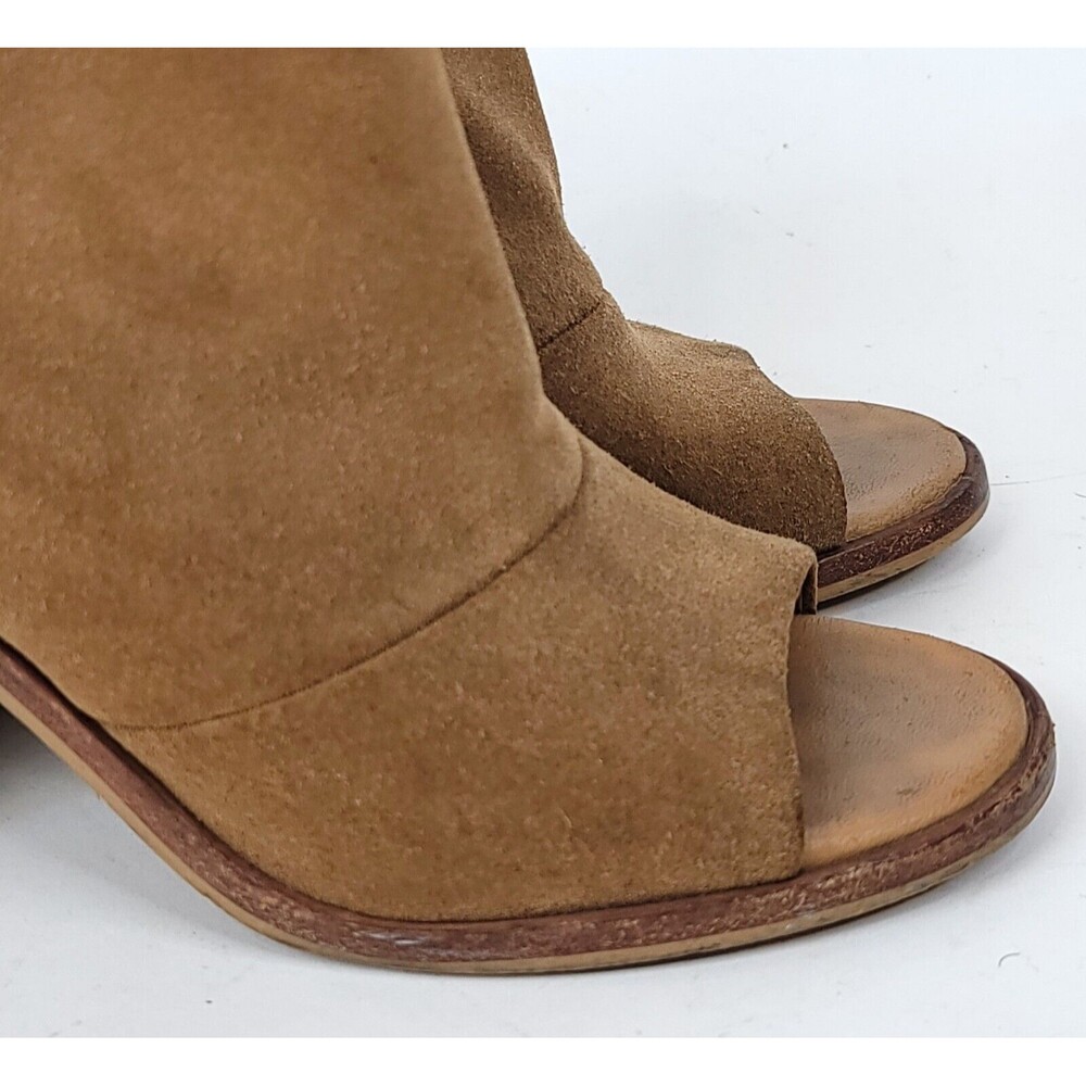 UGG Bootie Womens 7 Suede Ginger Chestnut Peep Toe Ankle Block Heel Boots - Picture 6 of 14